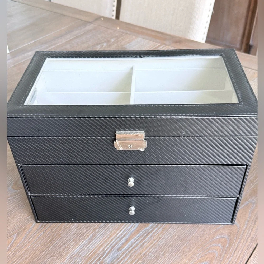 Classic Black 3-Tier Jewelry/ Sunglasses Organizer Box